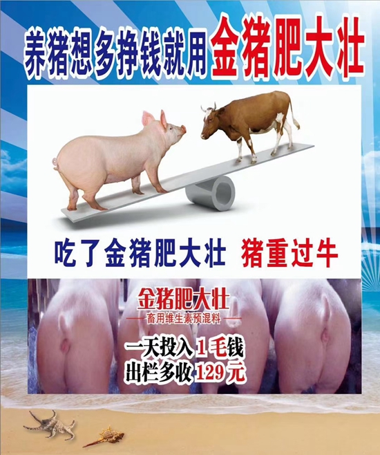 養豬想多掙錢就用金豬肥大壯--1天投入1毛錢，提前出欄13天，多長20斤，就是牛